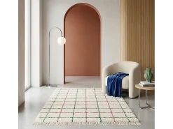Outlet Sweeek Alfombra interior con flecos diseño de cuadrícula Multicolor