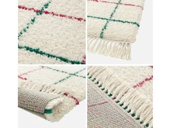 Outlet Sweeek Alfombra interior con flecos diseño de cuadrícula Multicolor