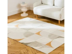 Sweeek Alfombra De Salón-Alfombra interior con motivos retro en color Crema