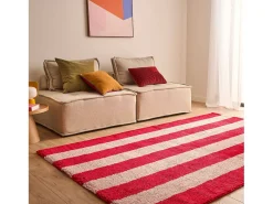 Discount Sweeek Alfombra interior con rayas rojas y rosas Rojo / Rosa