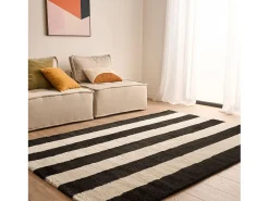 Sale Sweeek Alfombra interior con rayas en blanco y Negro
