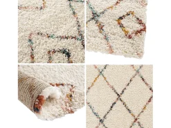 Sweeek Alfombra De Salón-Alfombra interior estilo shaggy bereber y multicolor Crema