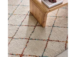 Sweeek Alfombra De Salón-Alfombra interior estilo shaggy bereber y multicolor Crema