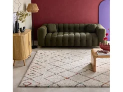 Sweeek Alfombra De Salón-Alfombra interior estilo shaggy bereber y multicolor Crema