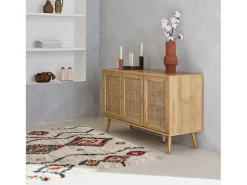 Sweeek Alfombra interior estilo shaggy bereber color y multicolor Crema