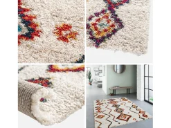 Sweeek Alfombra interior estilo shaggy bereber color y multicolor Crema
