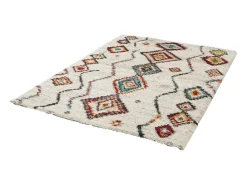 Sweeek Alfombra interior estilo shaggy bereber color y multicolor Crema