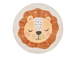 Alfombra Infantil|Alfombra Redonda-Alfombra interior redonda - enfant lion - caldera - diam.120 cm - CANDY Cobrizo