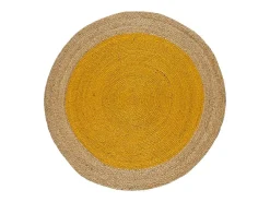 Alfombra De Salón|Alfombra Redonda-Alfombra interior redonda - naturel - mostaza - diam.120 cm - MAHON Amarillo