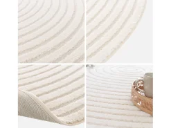Best Sweeek Alfombra interior redonda con relieve en color Crema
