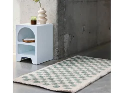 Outlet Sweeek Alfombra interior shaggy damero claro y crema Azul