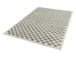 Outlet Sweeek Alfombra interior shaggy damero claro y crema Azul
