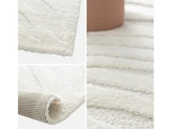Sweeek Alfombra interior shaggy con motivo vegetal beige Crema Sale