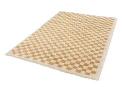 Clearance Sweeek Alfombra interior shaggy damero amarillo y crema Mostaza