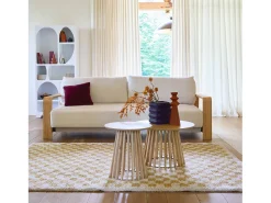 Clearance Sweeek Alfombra interior shaggy damero amarillo y crema Mostaza