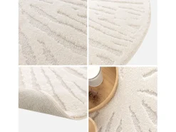 Sweeek Alfombra interior shaggy redonda beige, 160cm Crema New