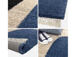 Sweeek Alfombra interior shaggy con patrones geométricos Crema Discount