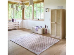 Sweeek Alfombra interior shaggy damero viejo y crema Rosa Outlet