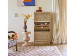 Sweeek Alfombra interior shaggy damero viejo y crema Rosa Outlet