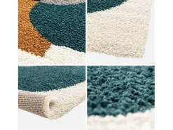 Sweeek Alfombra interior shaggy con motivos geométricos Multicolor New