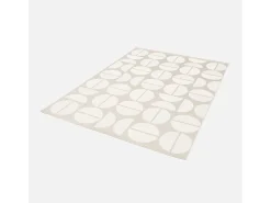 Sweeek Alfombra interior/exterior diseño geométrico beige poliéster reciclado Crema Outlet