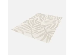Sweeek Alfombra interior/exterior motivo vegetal beige poliéster reciclado Crema Hot