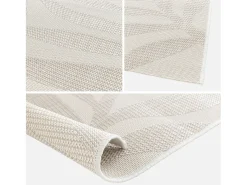 Sweeek Alfombra interior/exterior motivo vegetal beige poliéster reciclado Crema Hot