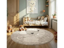 the carpet Alfombra Jungle Kids Habitación Infantil 3D Resistente - - 120 cm Redonda Beige Hot