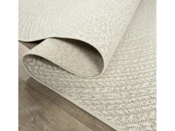 the carpet Alfombra De Exterior|Alfombra Redonda-Alfombra Kansas Exterior Interior Aspecto Yute Resistente intemperie - - 120 cm, redondo Crema