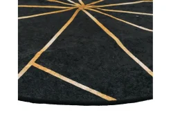 Alfombra lavable antideslizante negro y dorado Ø 120 cm ES93763 Multicolor