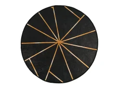 Alfombra lavable antideslizante negro y dorado Ø 120 cm ES93763 Multicolor