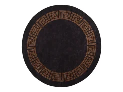 Outlet Clicnbuy Alfombra lavable antideslizante negro y dorado Ø 200 cm Multicolor