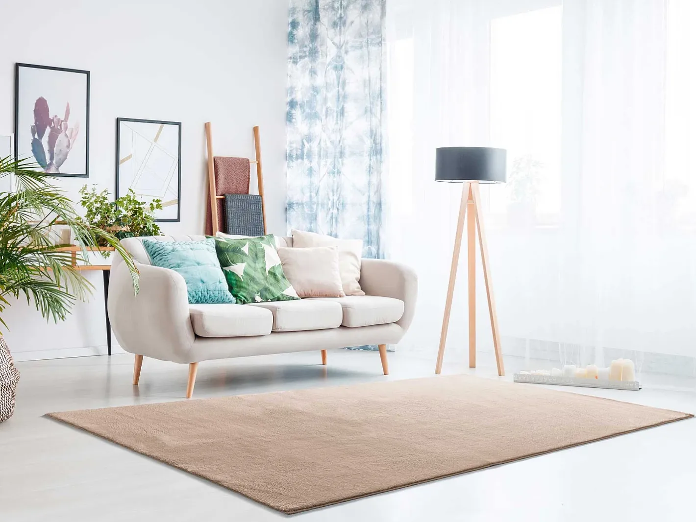 Alfombra lavable antideslizante - liso - - 160 x 230 cm - LOFT Beige Best