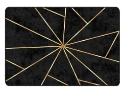 Clicnbuy Alfombra De Salón-Alfombra lavable antideslizante negro y dorado 120x180 cm Multicolor