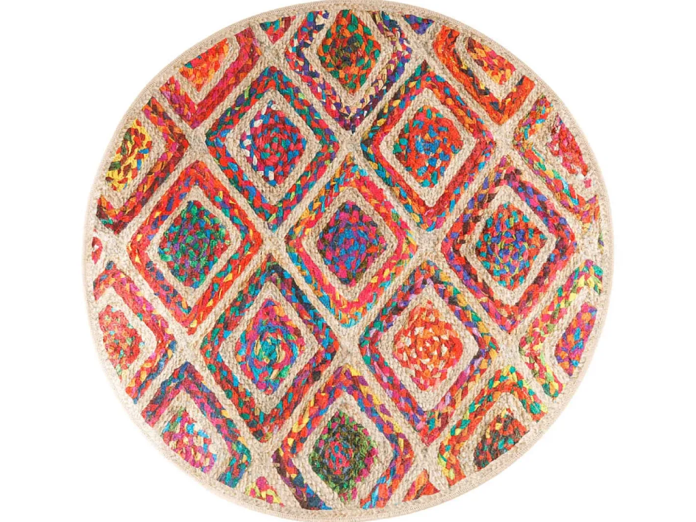 Alfombra De Salón|Alfombra Redonda-Alfombra lavable antideslizante Ø 120 cm ES34413 Multicolor