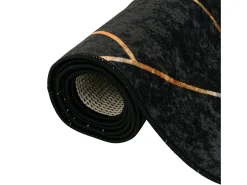 Clicnbuy Alfombra De Salón-Alfombra lavable antideslizante negro y dorado 80x300 cm Multicolor
