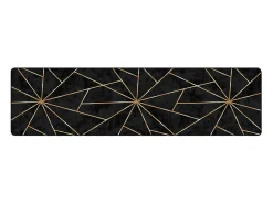 Clicnbuy Alfombra De Salón-Alfombra lavable antideslizante negro y dorado 80x300 cm Multicolor