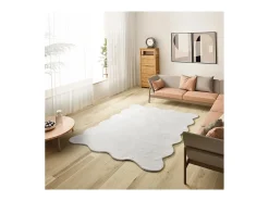 Alfombra De Salón-Alfombra lavable antideslizante - liso - - 120 x 170 cm - MELLOW Blanco