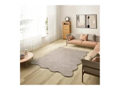 Clearance Alfombra lavable antideslizante - liso - piedra - 120 x 170 cm - MELLOW Topo