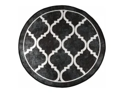 Clicnbuy Alfombra De Salón|Alfombra Redonda-Alfombra lavable antideslizante negro y blanco Ø 120 cm Multicolor