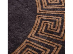 Alfombra De Salón|Alfombra Redonda-Alfombra lavable antideslizante negro y dorado φ120 cm ES82905 Multicolor