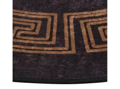 Alfombra De Salón|Alfombra Redonda-Alfombra lavable antideslizante negro y dorado φ120 cm ES82905 Multicolor