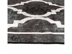 Alfombra lavable blanca y negra 80x150 cm antideslizante Negro Outlet