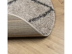 Hot Alfombra moderna de pelo largo en beige y antracita, Ø 80 cm Multicolor
