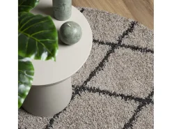 Hot Alfombra moderna de pelo largo en beige y antracita, Ø 80 cm Multicolor