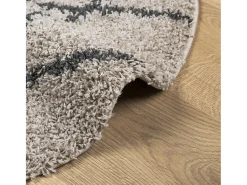 Hot Alfombra moderna de pelo largo en beige y antracita, Ø 80 cm Multicolor