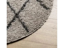 Hot Alfombra moderna de pelo largo en beige y antracita, Ø 80 cm Multicolor