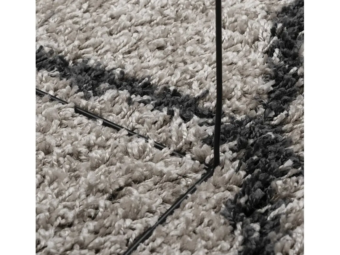 Alfombra moderna de pelo largo en beige y antracita, Ø 100 cm Multicolor Discount
