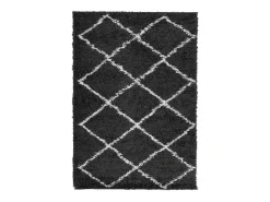 Sale Alfombra moderna de pelo largo en color y crema de 140 x 200 cm Negro