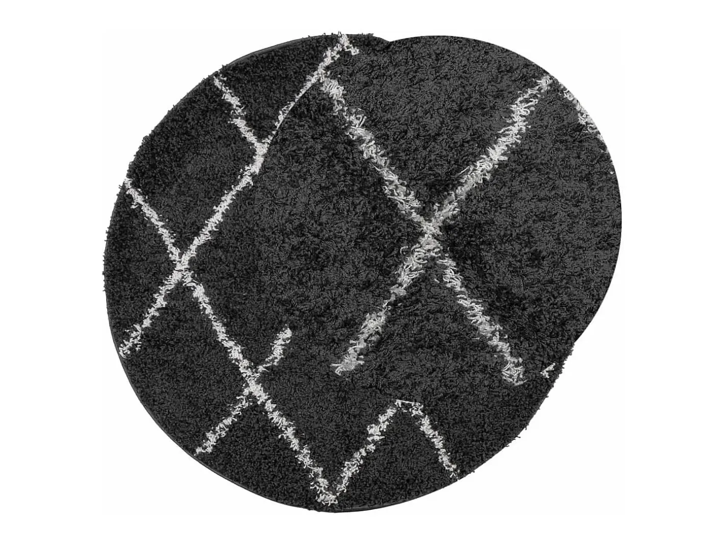Alfombra De Cocina|Alfombra Redonda-Alfombra moderna de pelo largo en color negro y crema, Ø 80 cm Multicolor
